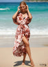 Vestido playero holgado tipo cárdigan con estampado de hojas estilo bohemio Amelia